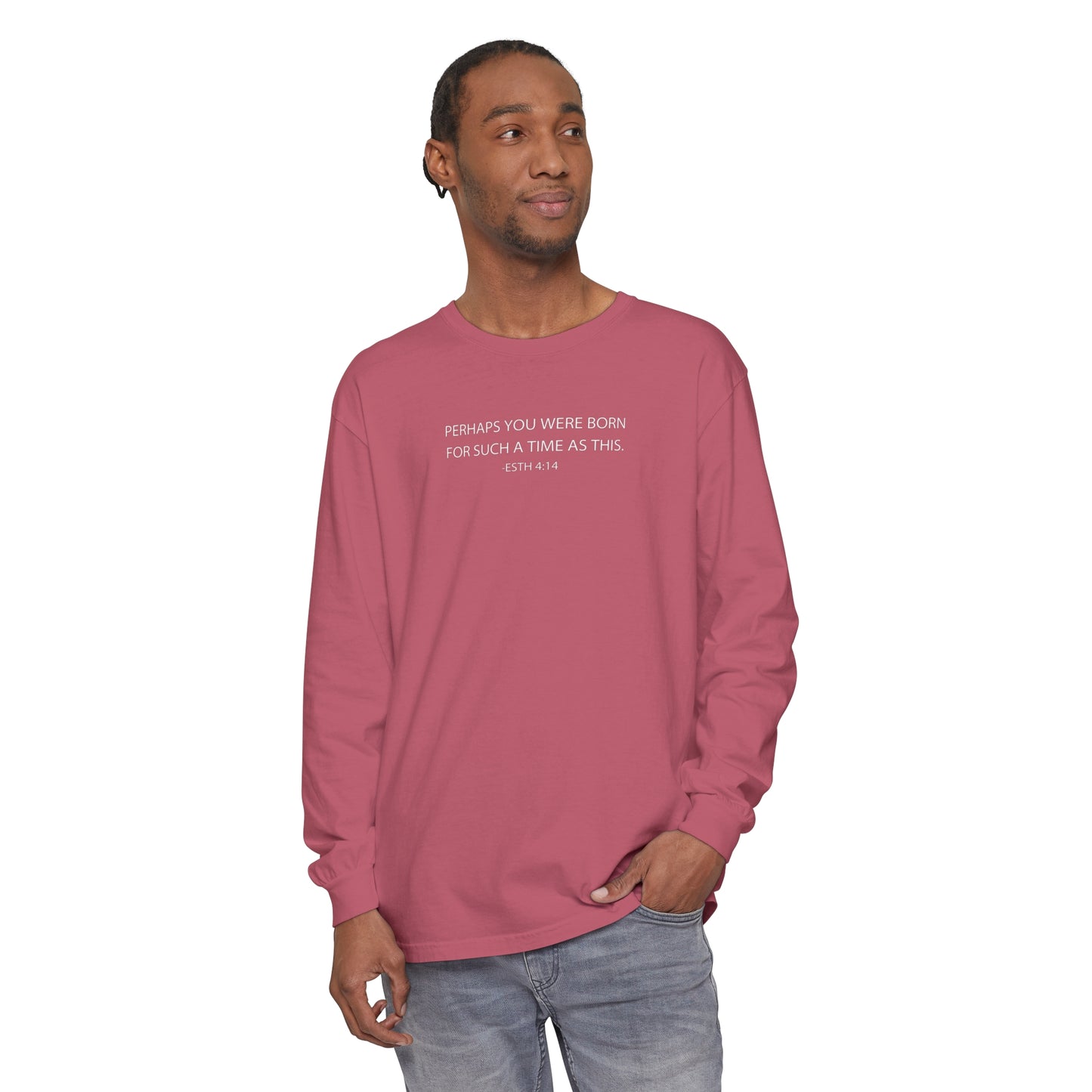 Esther 4:14 Scripture Unisex Garment-dyed Long Sleeve T-Shirt