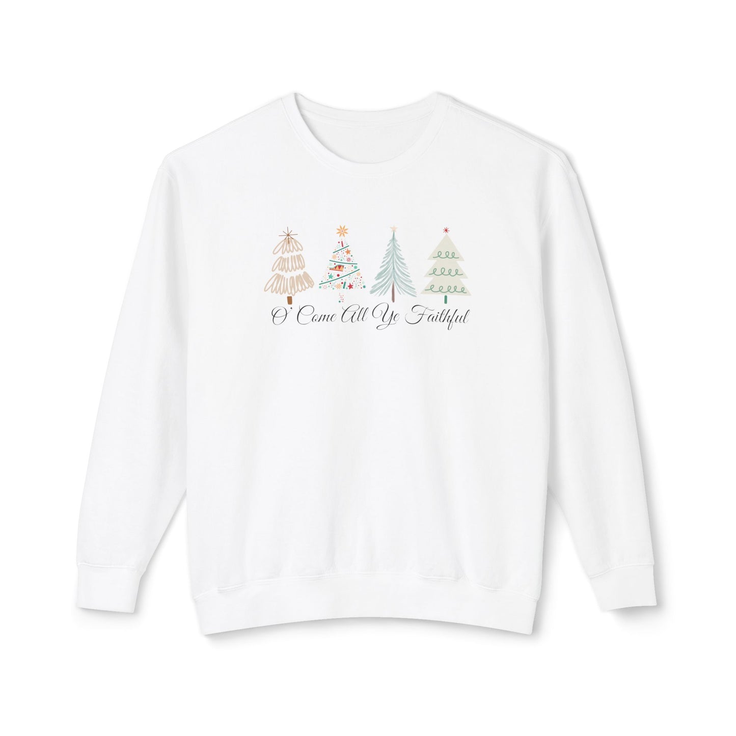 Christmas Unisex Lightweight Crewneck Sweatshirt - O' Come All Ye Faithful