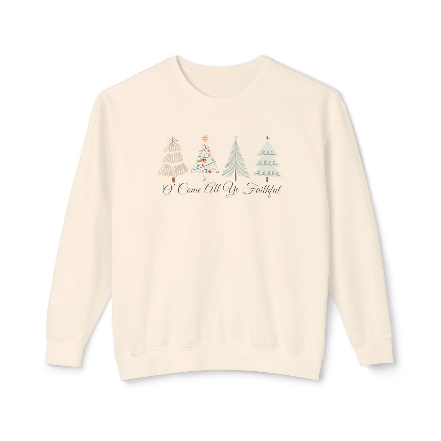 Christmas Unisex Lightweight Crewneck Sweatshirt - O' Come All Ye Faithful