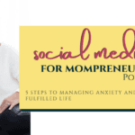 Photo of Robyn Graham, a white female with long blonde hair, sittng on a white object. There is also the word logo for the Social Media For Mompreners podcast with the tile of episode 156, 5 steps to managing anxiety and living a fulfilled life.