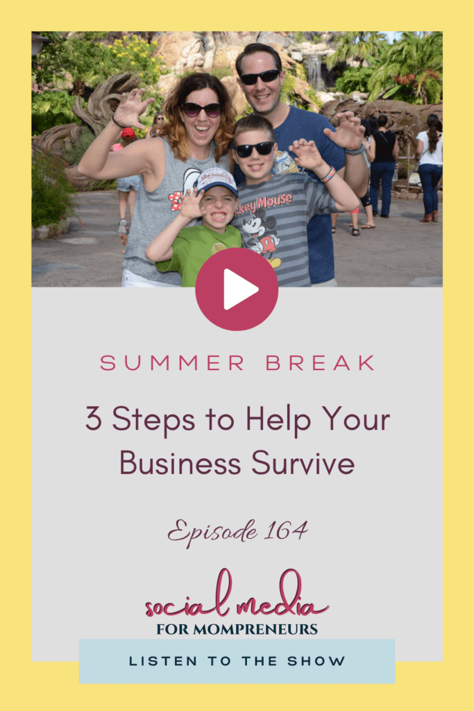 yellow and gray graphic with family, 3 steps to help your business survive