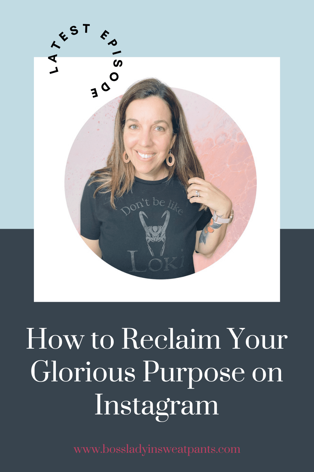 graphic with woman on a bench | Social Media for Mompreneurs Podcast with host Allison Scholes "how to reclaim your glorious purpose in life and on social media."