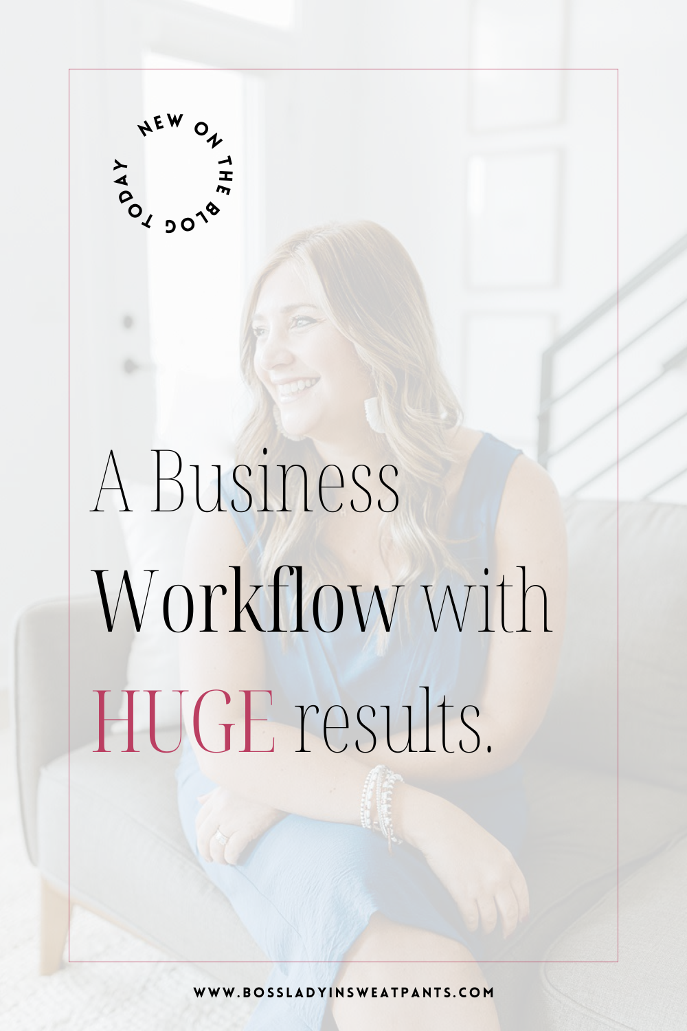 graphic with a woman wearing a blue dress | a business workflow with huge results on the social media for mompreneurs podcast