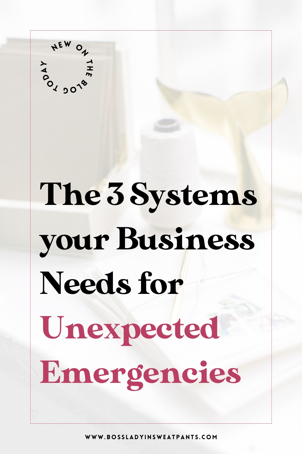 faded photo of a desktop with text: The 3 systems your business needs for unexpected emergencies